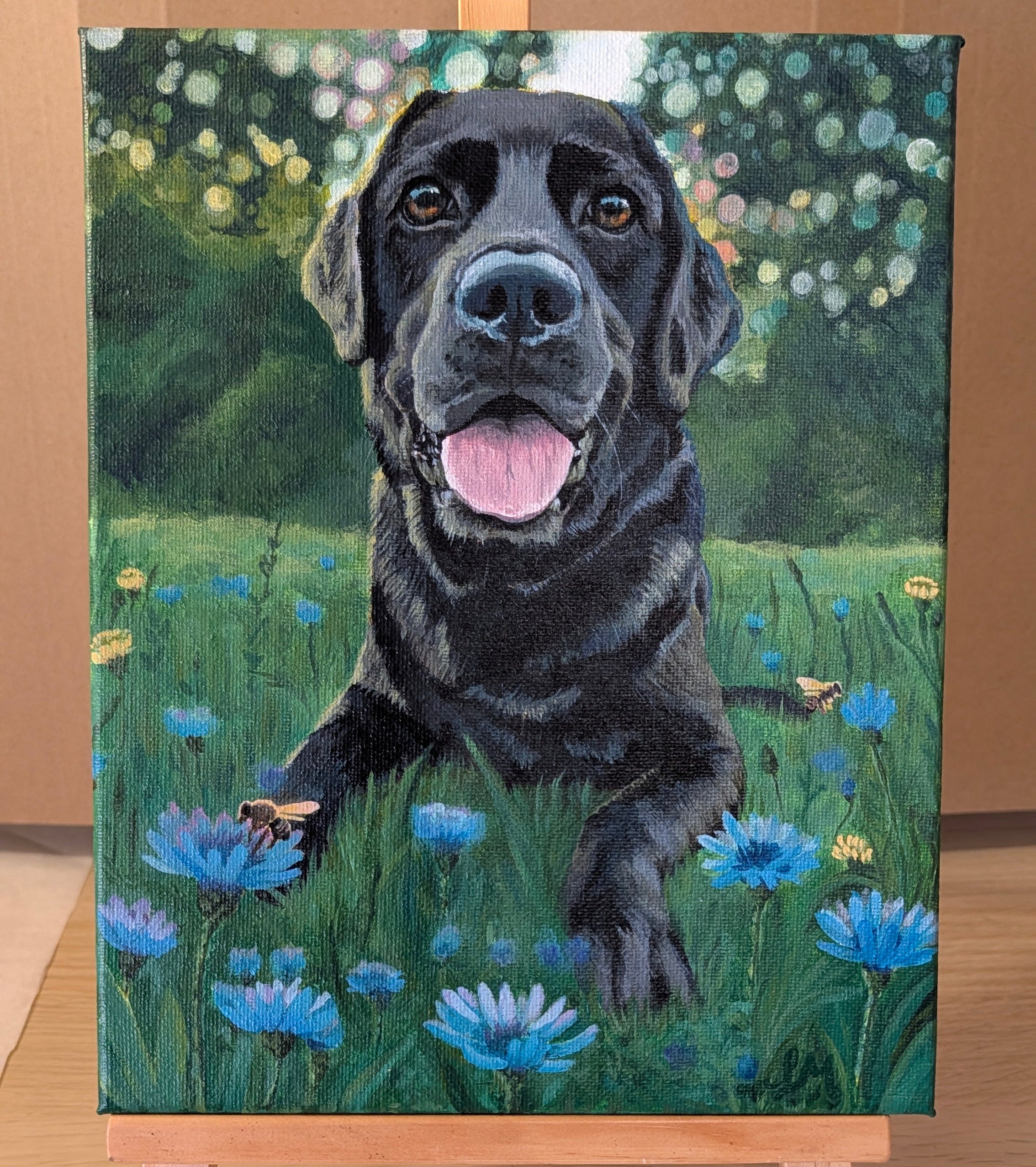 hand painted custom pet portrait dog acrylic on canvas australia