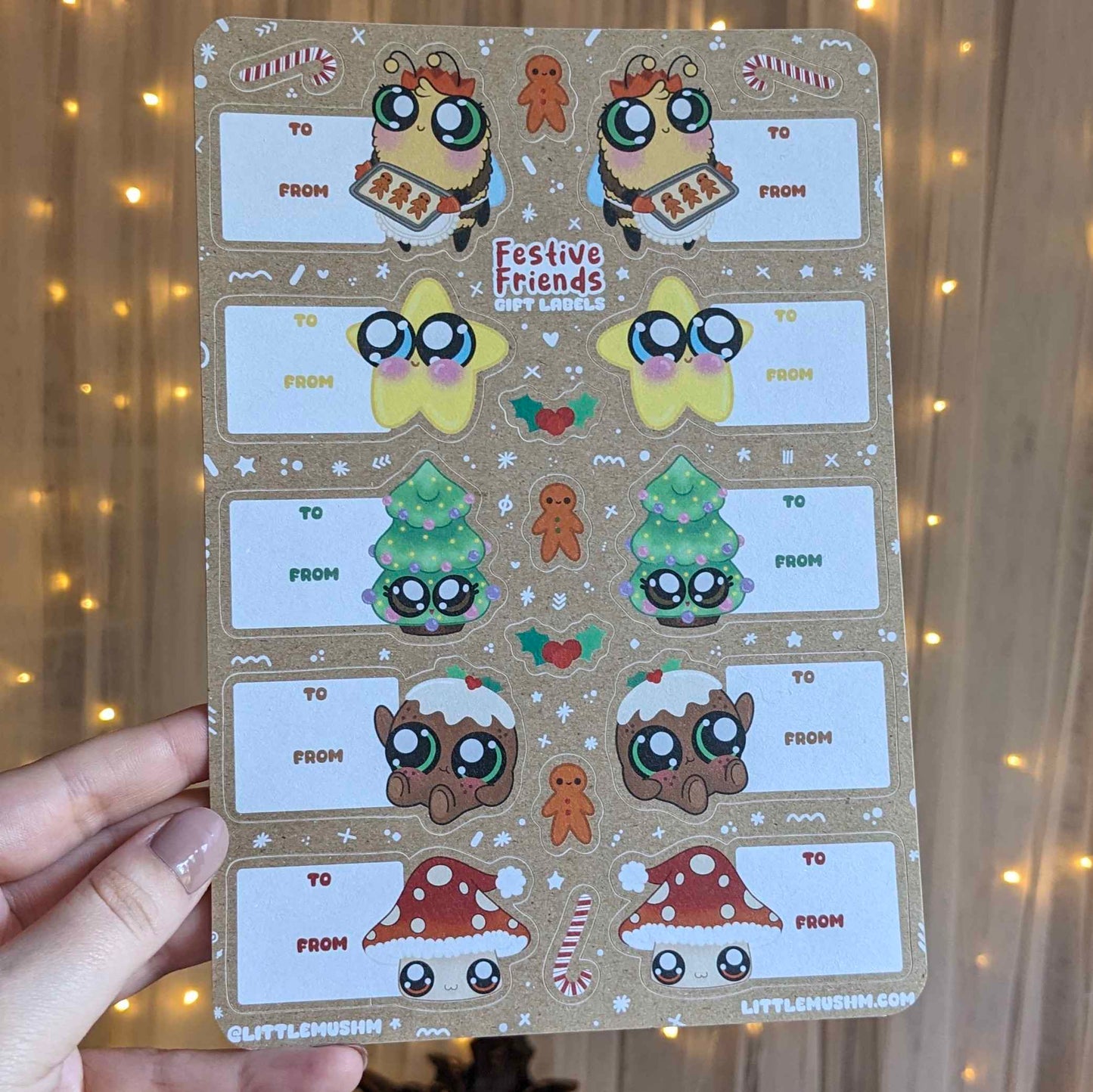 Christmas Gift-Label Sticker Sheet (A5) | Festive Friends