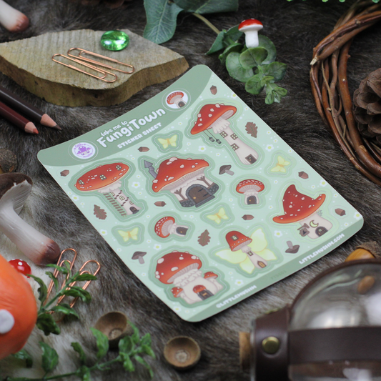Fungi Town | Mushroom Village | Sticker Sheet |