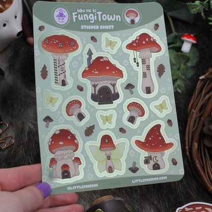 Fungi Town | Mushroom Village | Sticker Sheet |