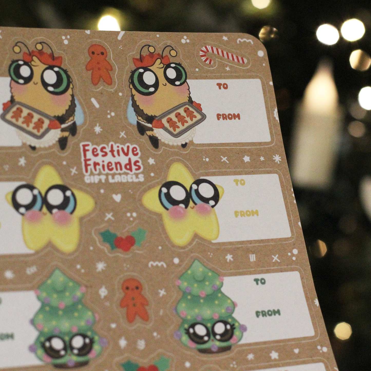 Christmas Gift-Label Sticker Sheet (A5) | Festive Friends