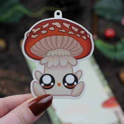 amanita muscaria cute character sticker with big eyes and adorable expression